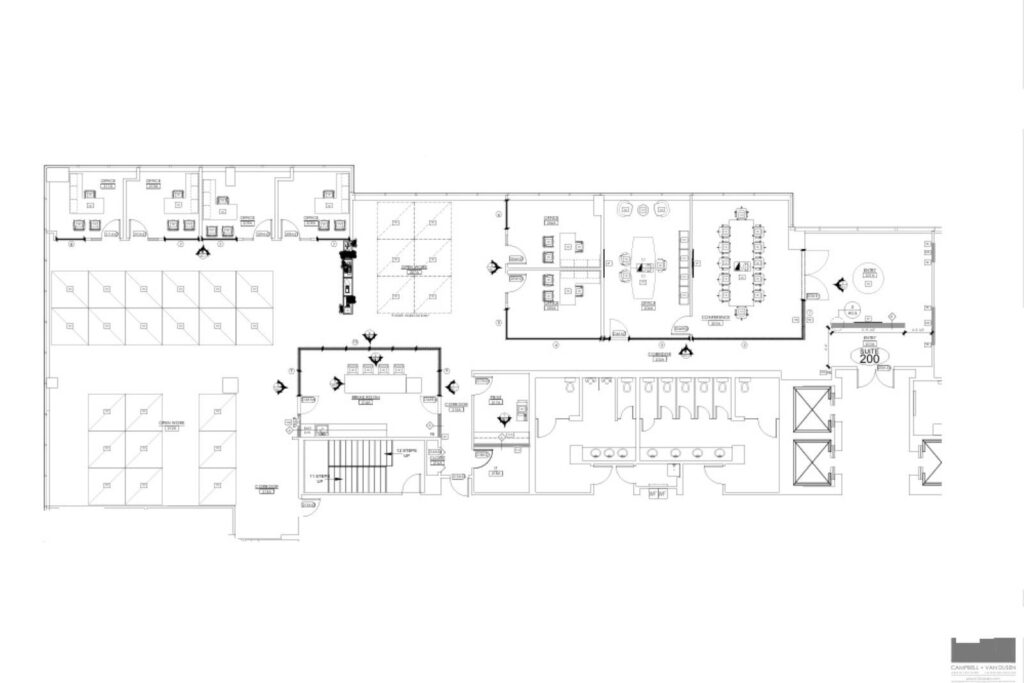 Existing architectural floor plan for the Agents' Studio corporate office in Orlando, Florida, used as the foundation for the interior design and workplace planning process.
